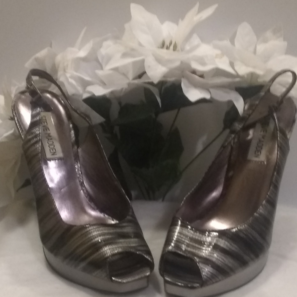 Black/Silver Reptile Stilettos by Steve Madden
